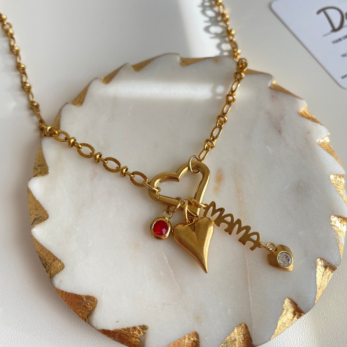 Heart Charm Necklace Gold