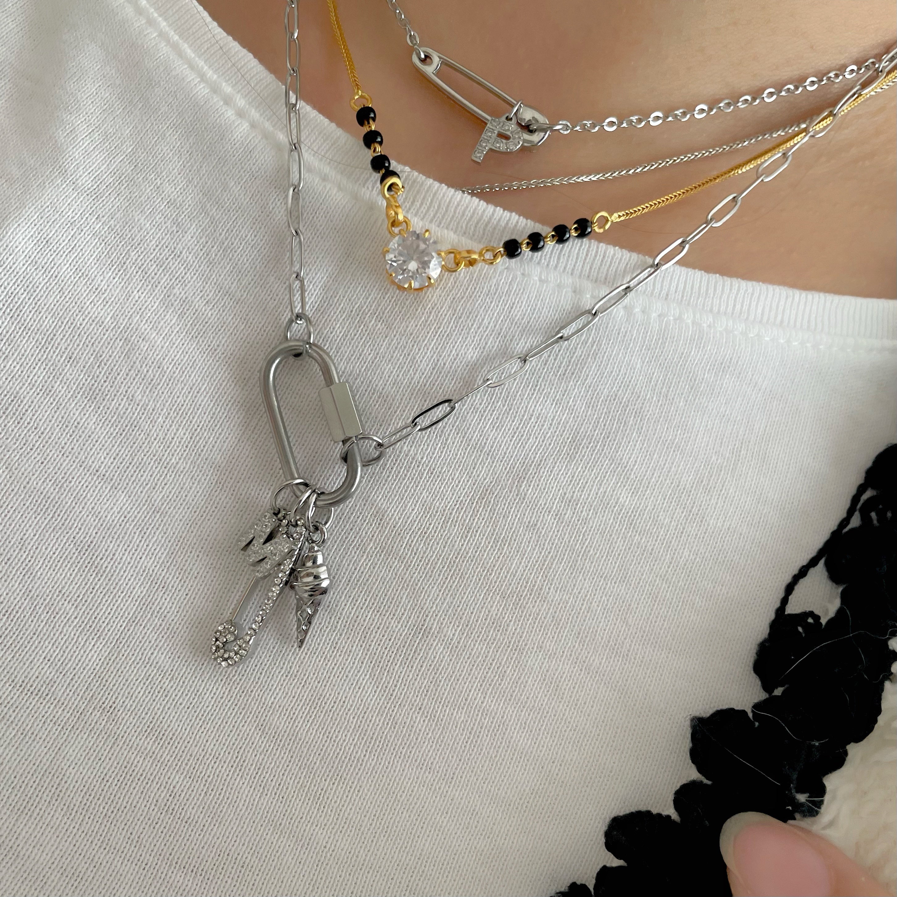 Crystal Safety Pin Charm