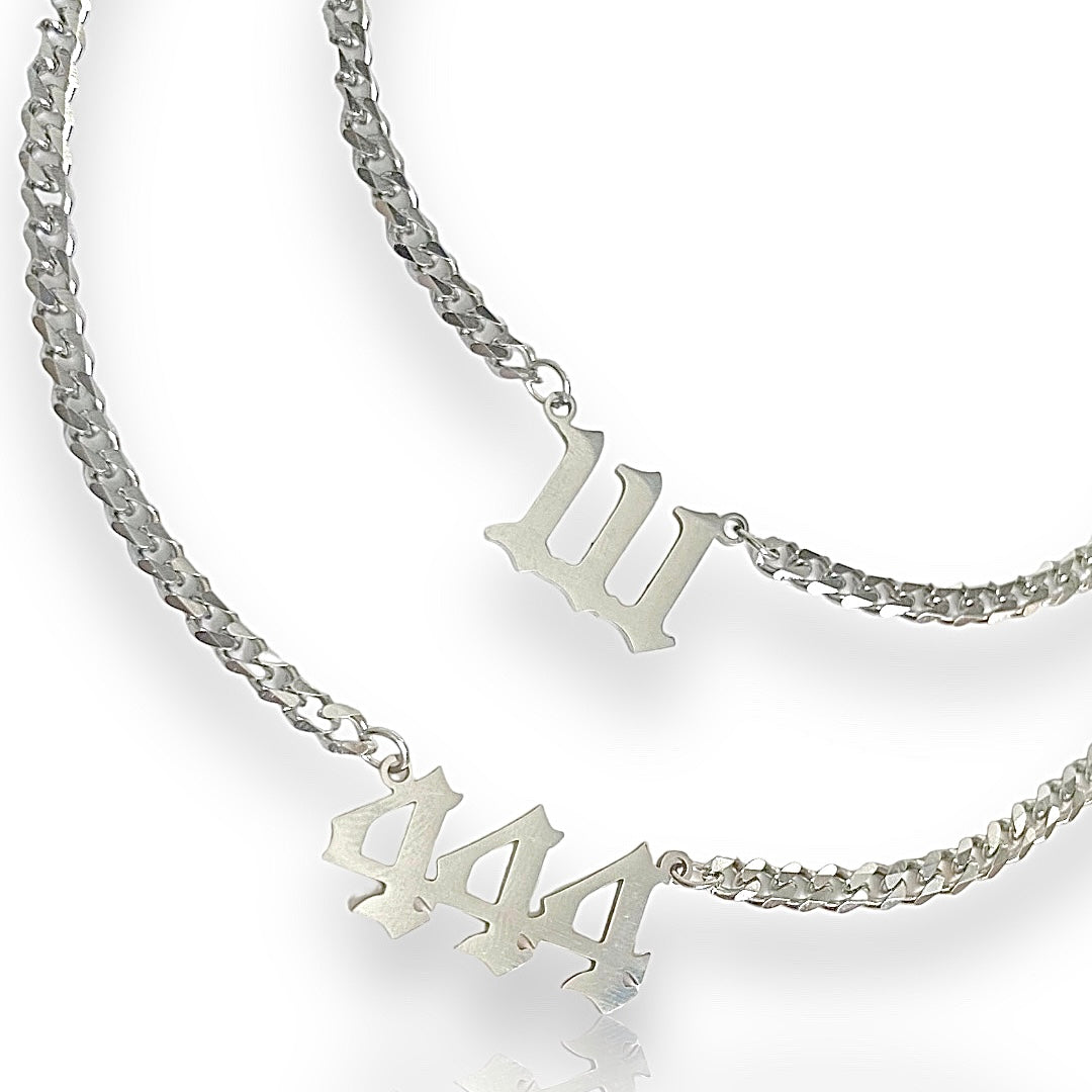 Angel Number Necklace Silver