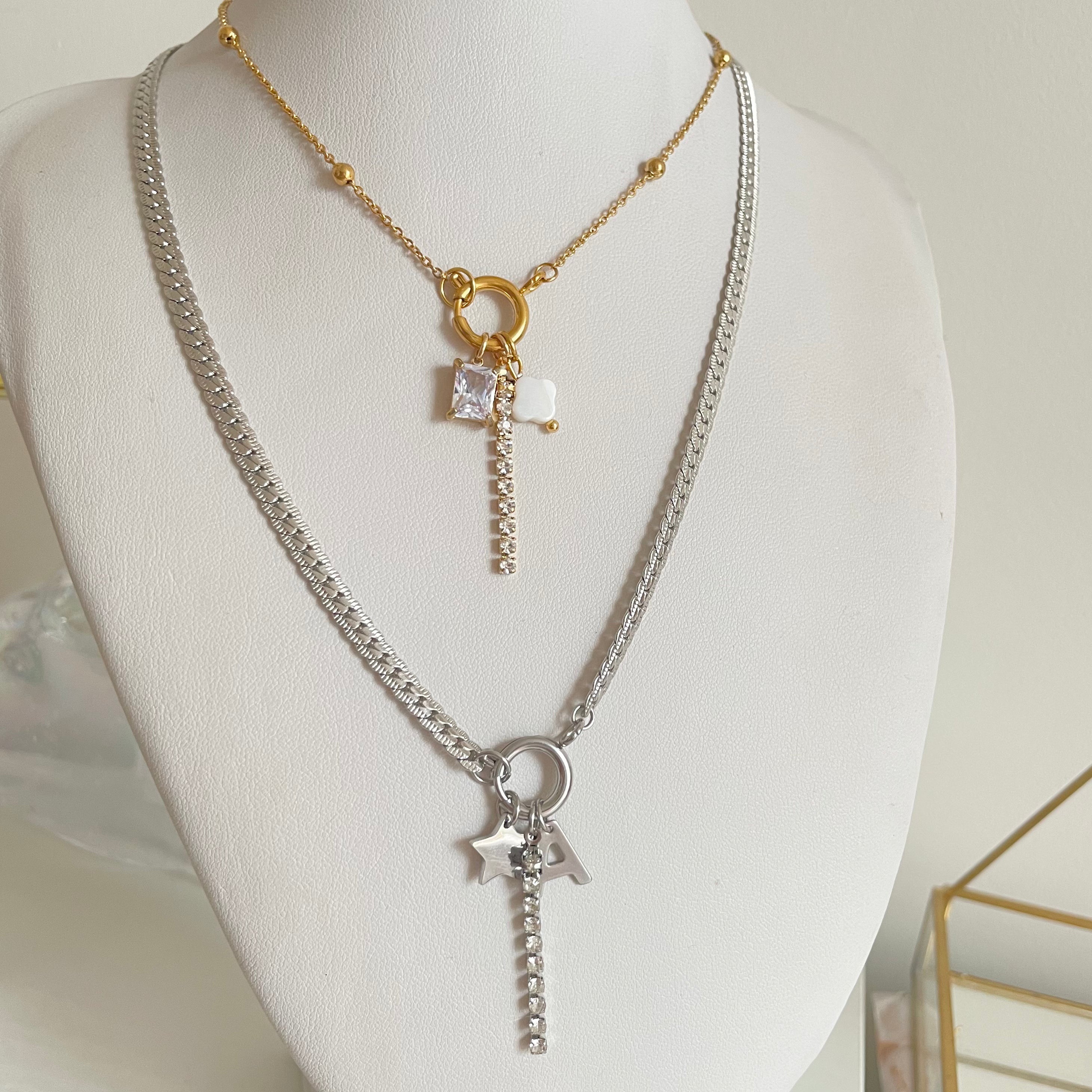 Crystal Tennis Drop Charm on charm necklaces