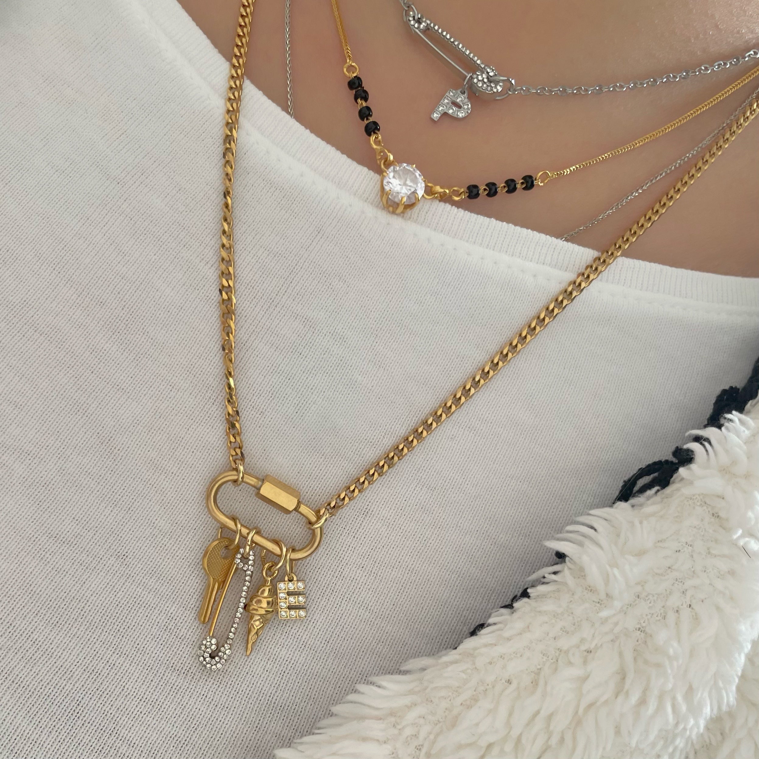 Crystal Safety Pin Charm