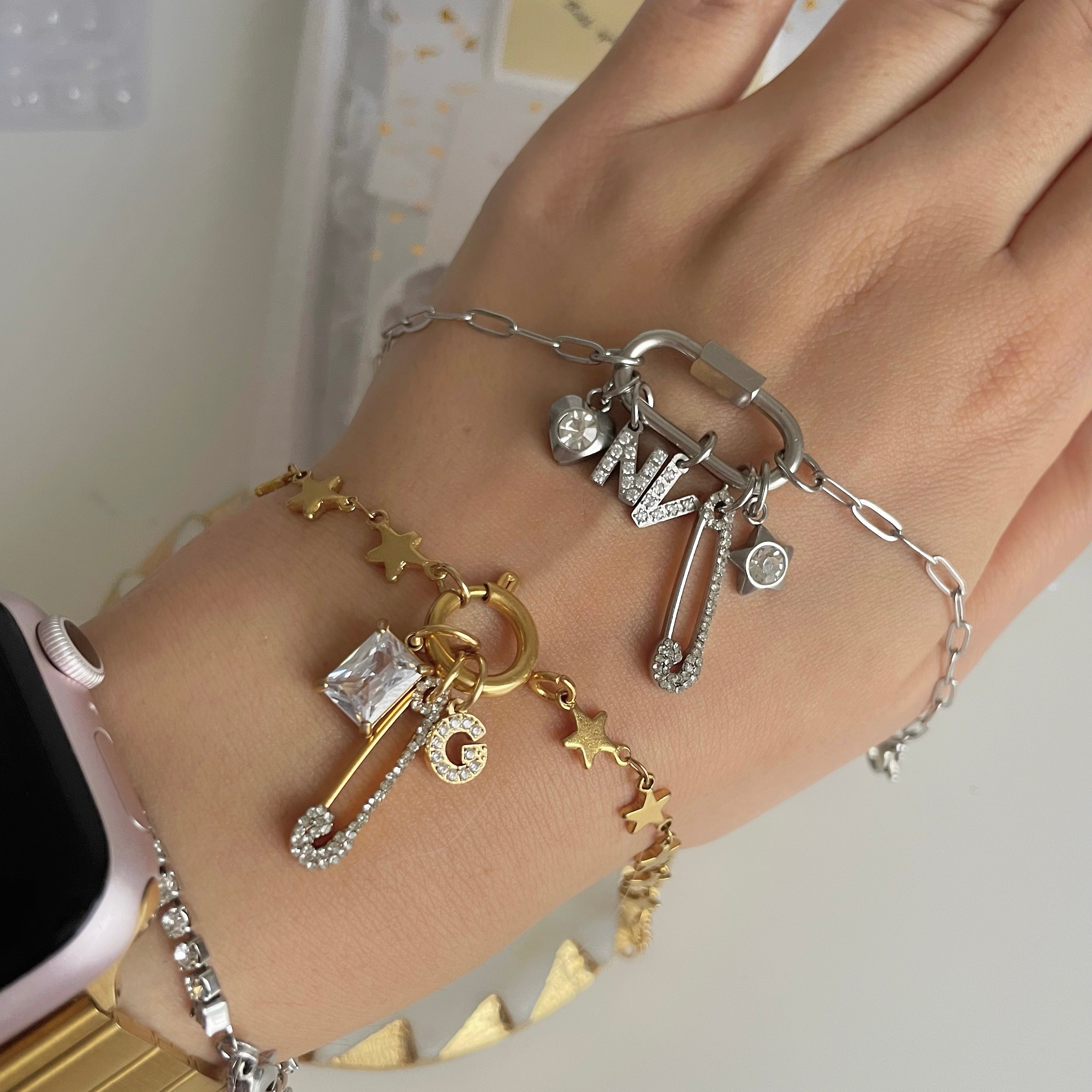 Crystal Safety Pin Charm