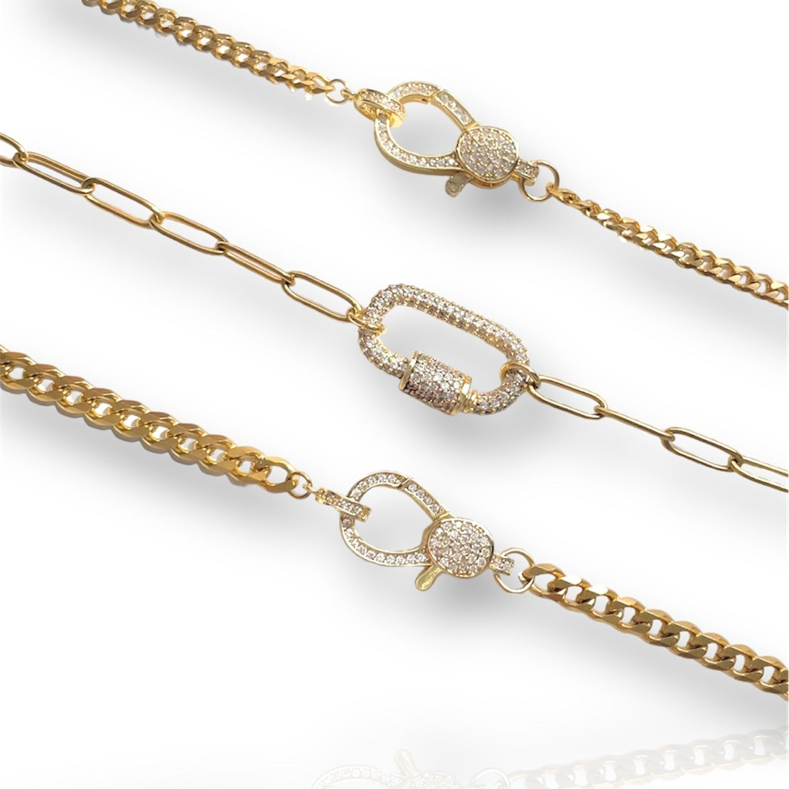 gold crystal clasp necklaces
