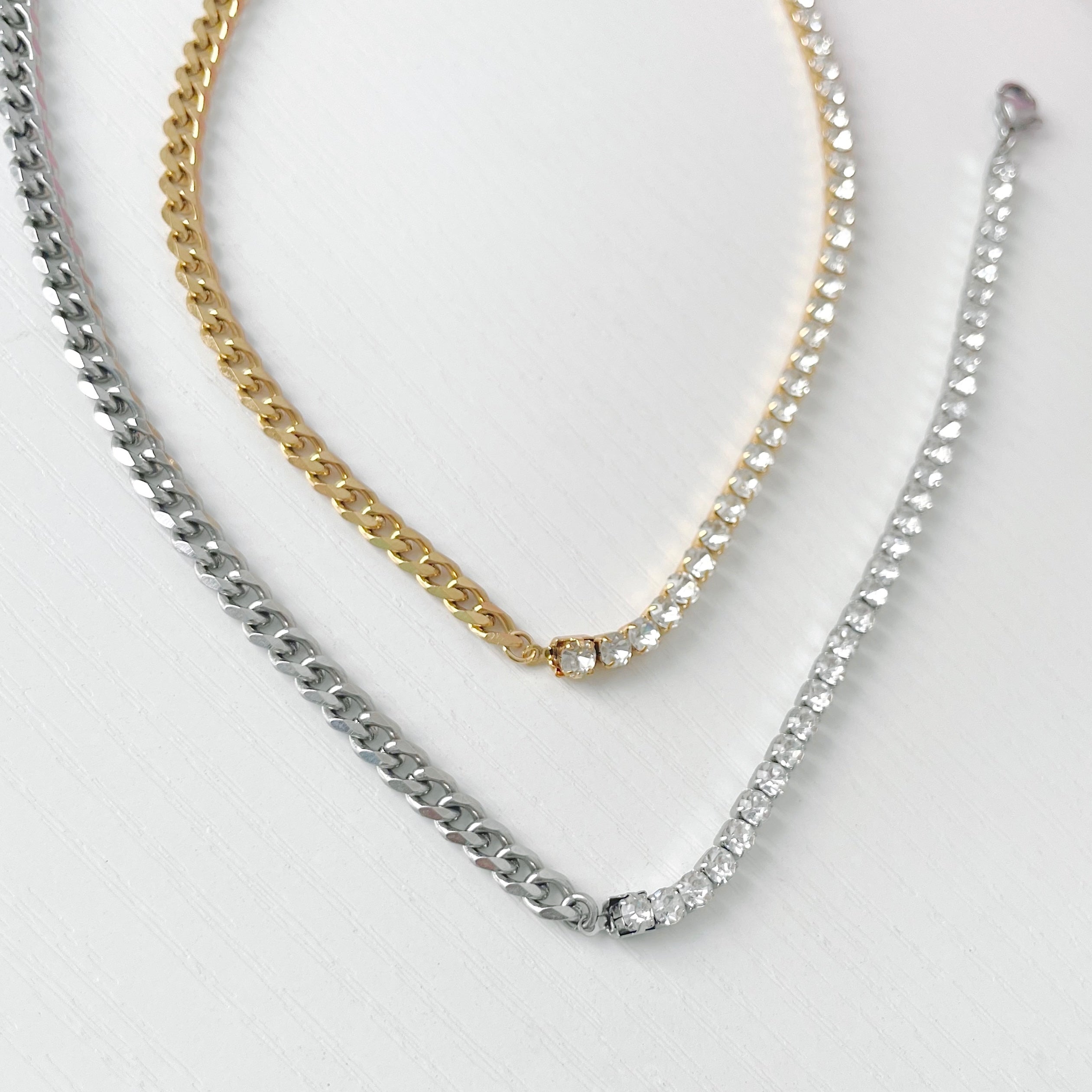 gold tennis necklaces and silver tennis necklaces