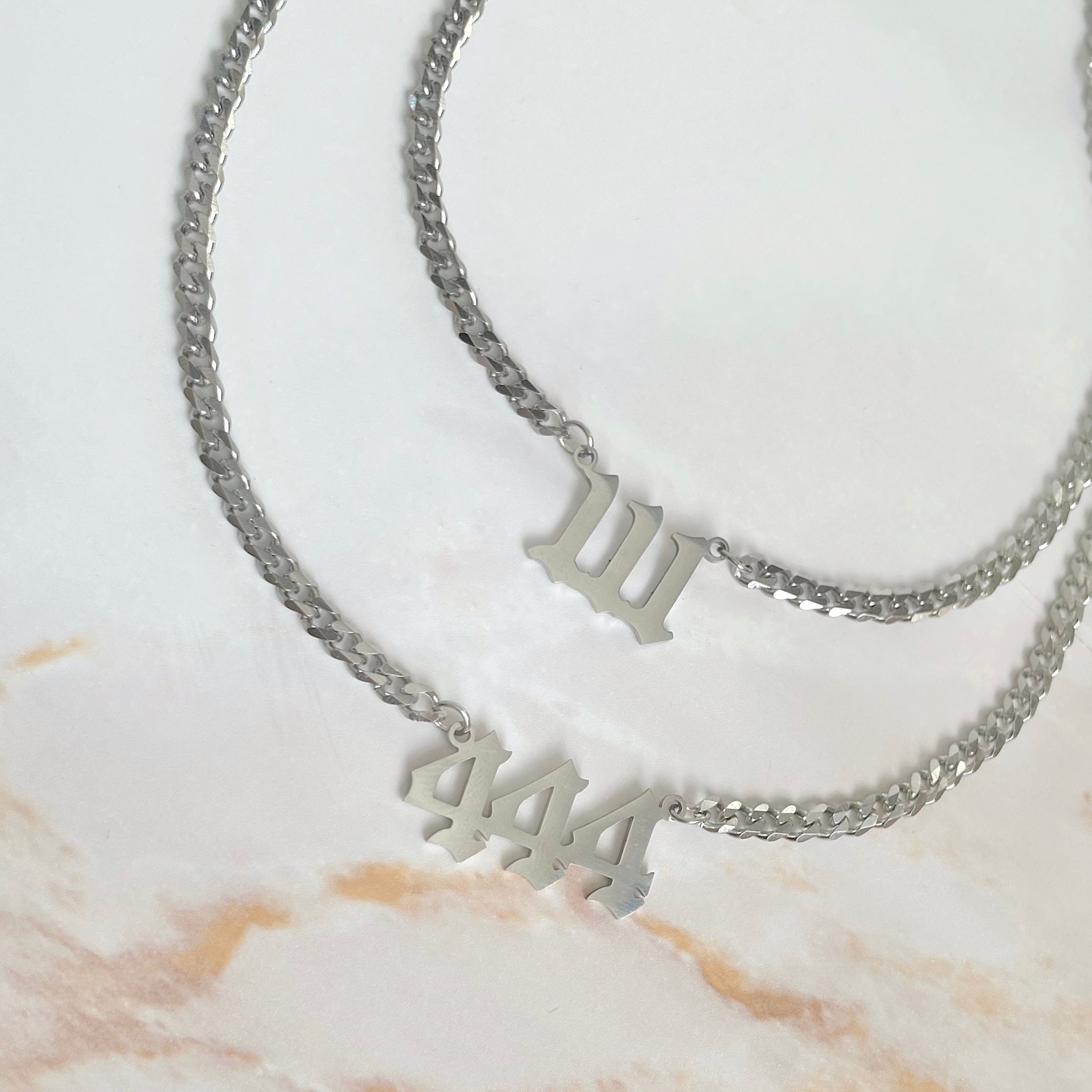 silver angel number necklace
