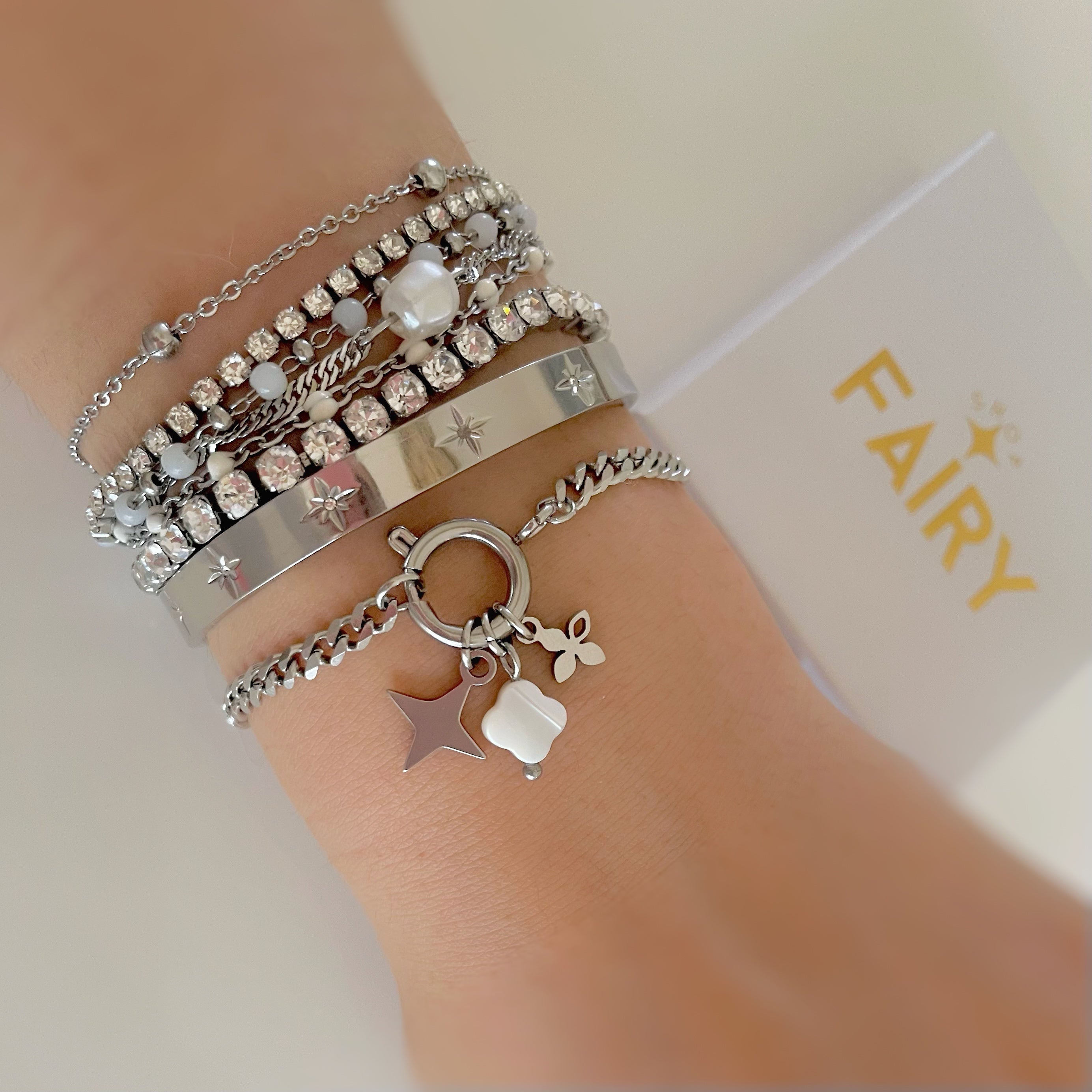 silver bracelet stack
