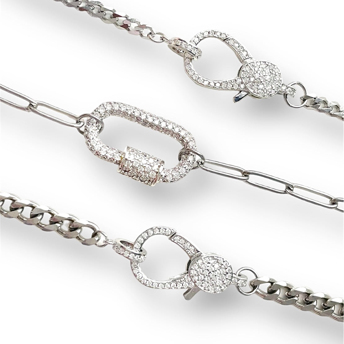 silver crystal clasp necklaces
