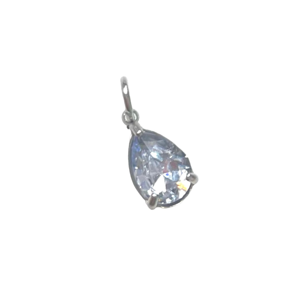 silver crystal pear charm