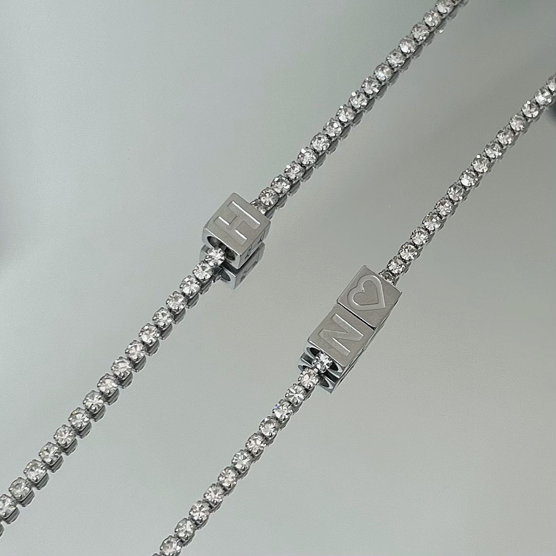 crystal cube initial necklace