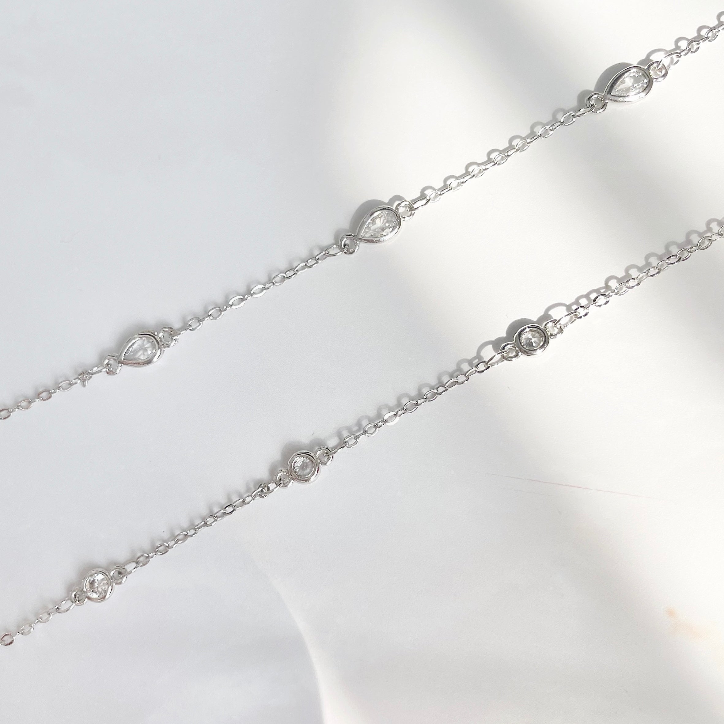silver dainty crystal necklaces