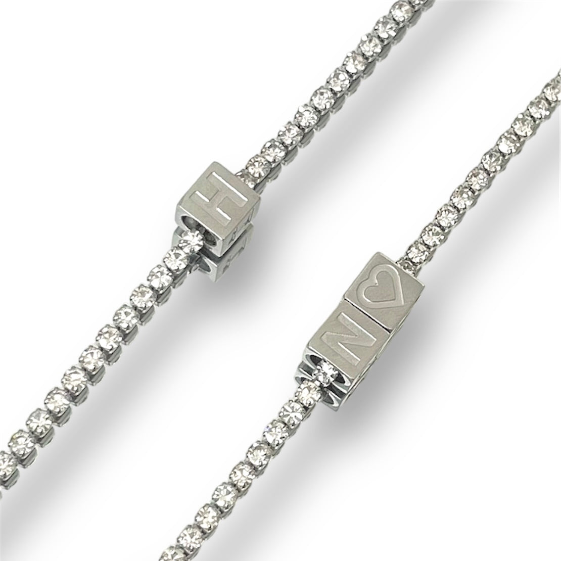 silver dice cube initial necklaces UK
