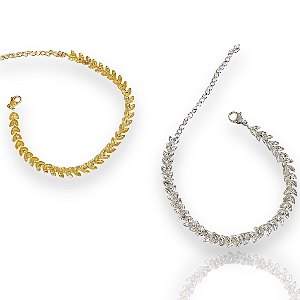 textured gold anklet textured silver anklet