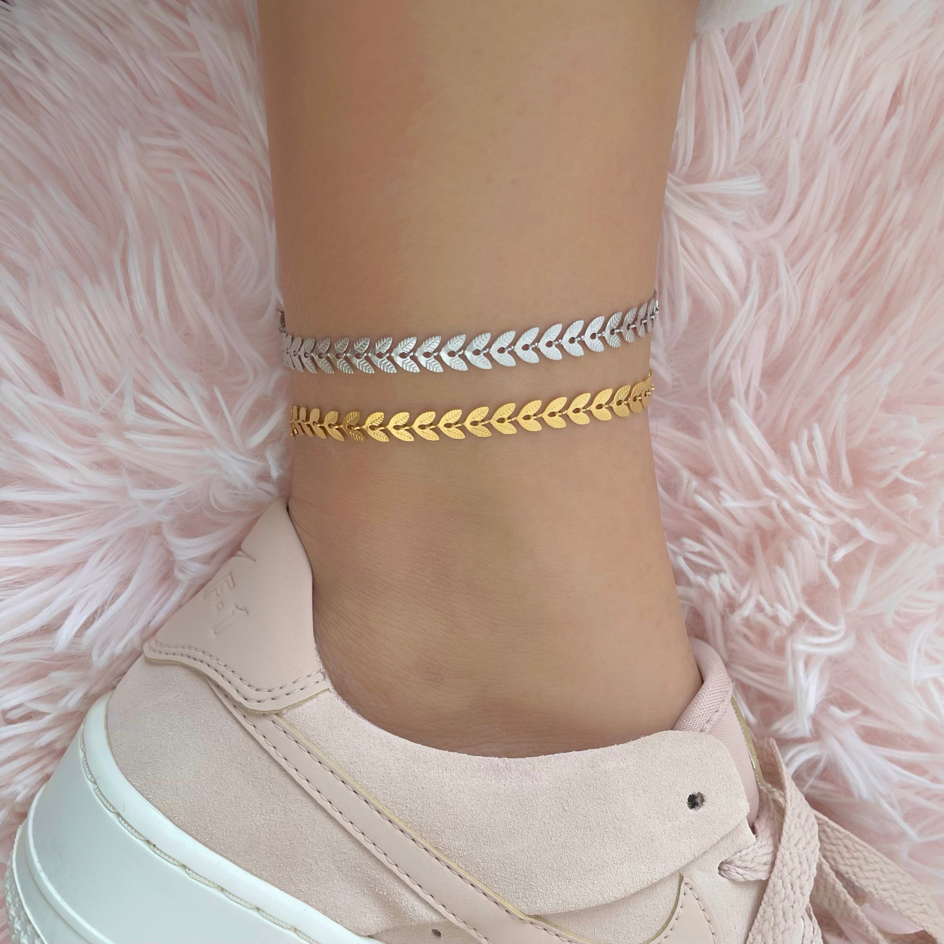 triangle feather anklet stainless steel