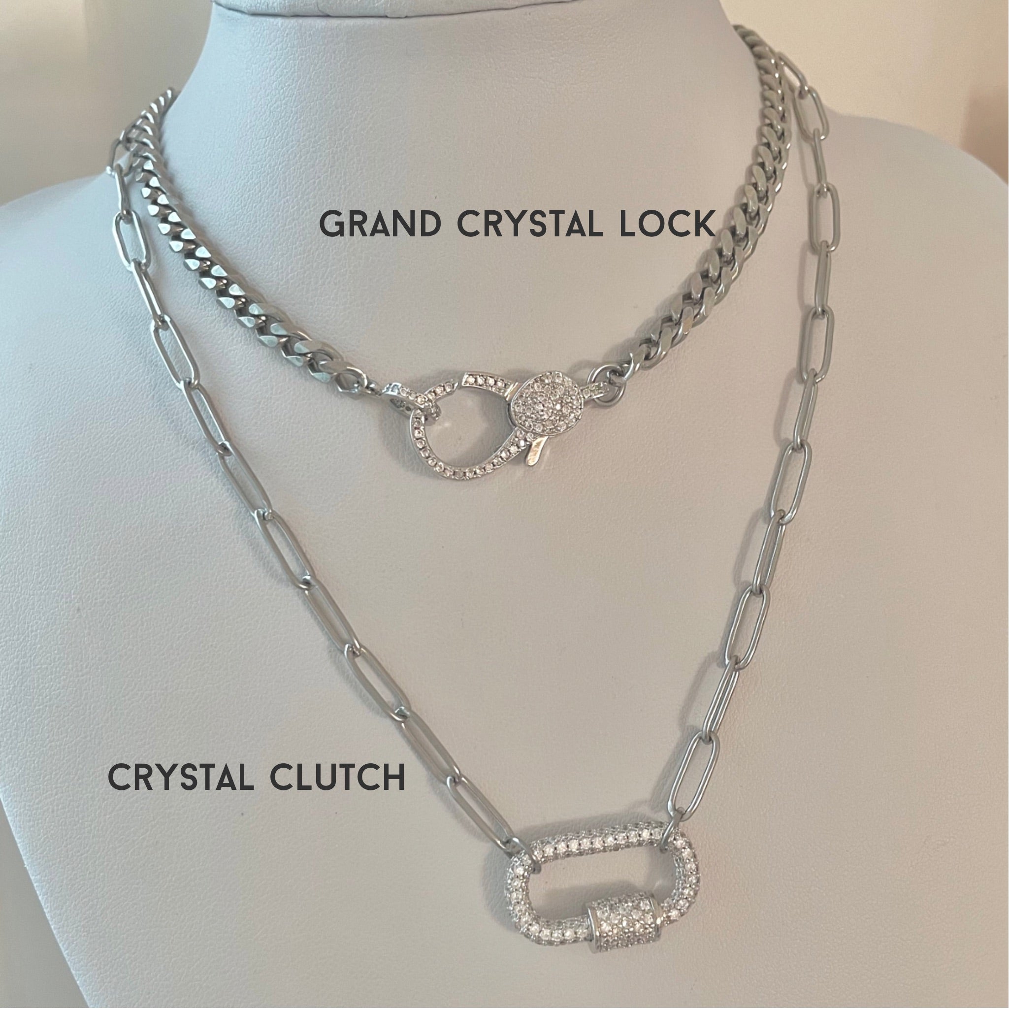 clasp necklaces with crystals silver
