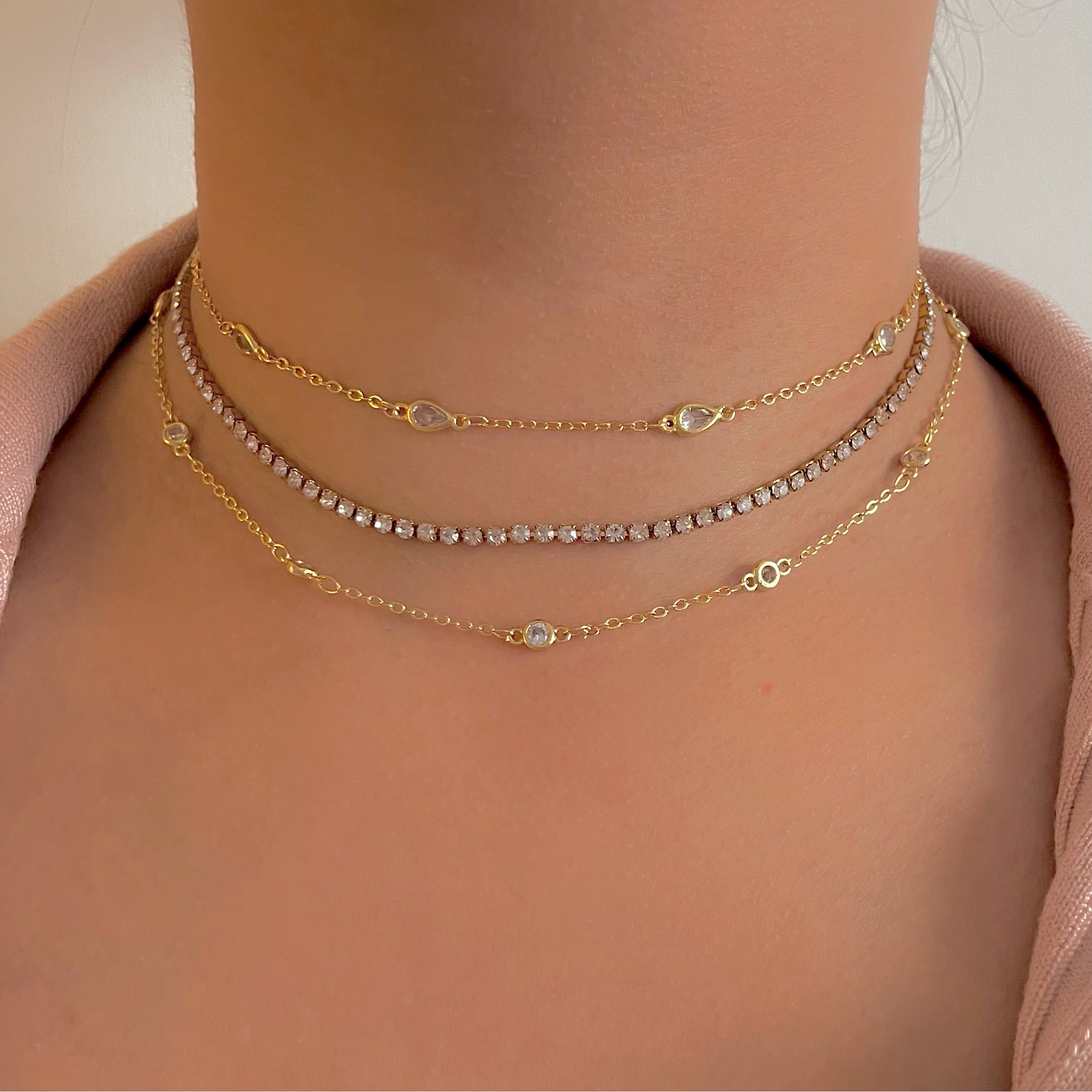dainty gold necklace stack crystal necklaces