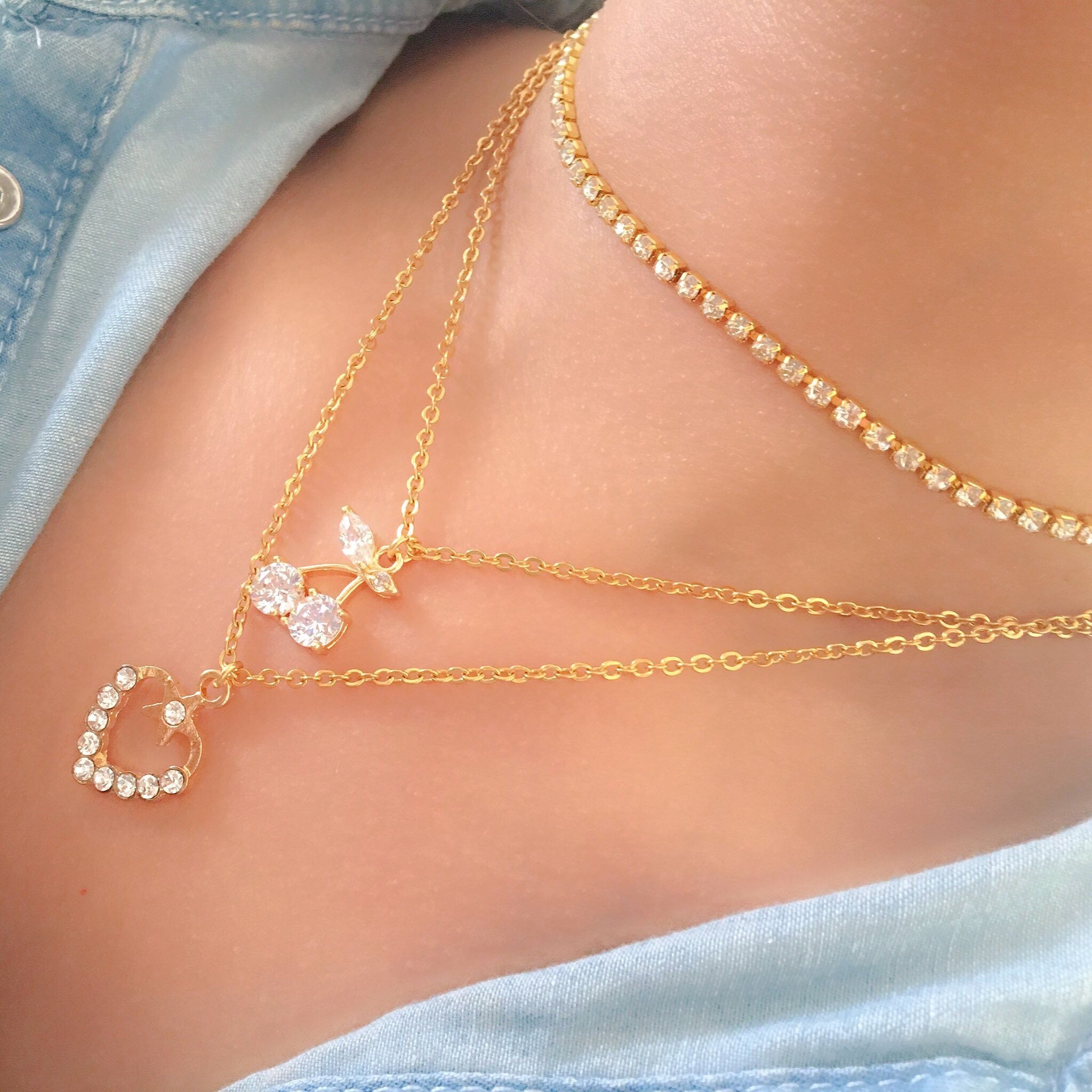 gold cherry necklace
