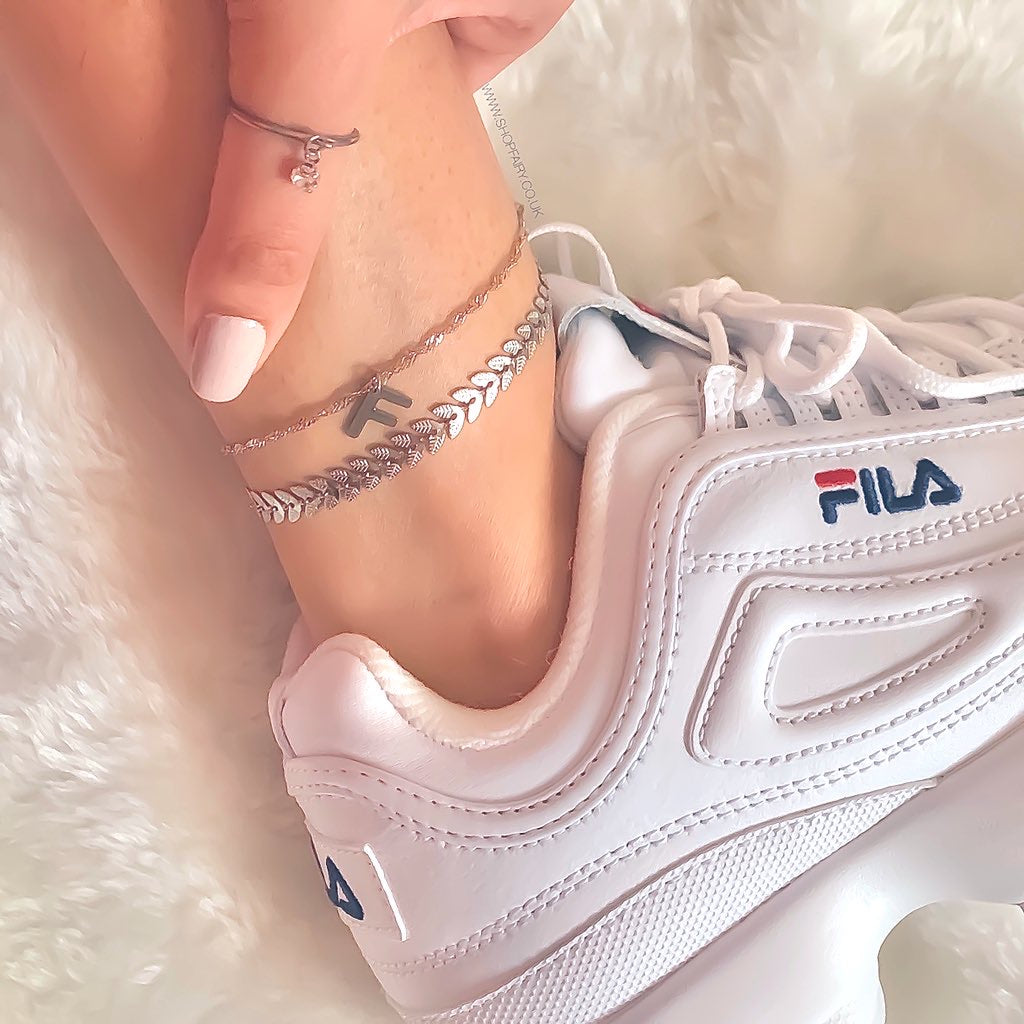 initial anklet silver