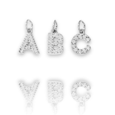 Silver Baby Crystal Initial Charm