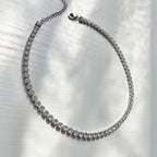 4mm thick steel silver tennis necklace choker
