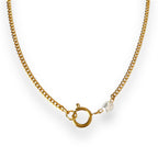 Single Pearl Charm Necklace Gold