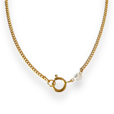 Single Pearl Charm Necklace Gold