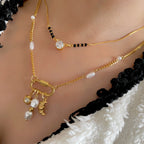 Oval Pearl Charm Necklace Gold