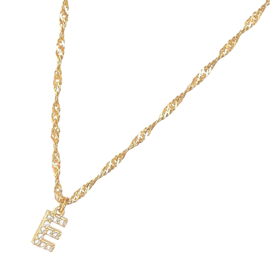 Gold Crystal Initial Necklace