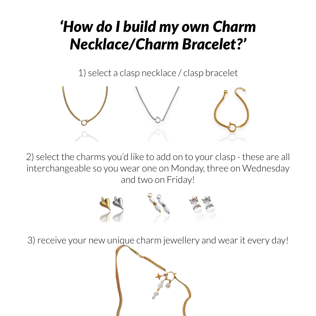 Silver Charm Necklace with clasp