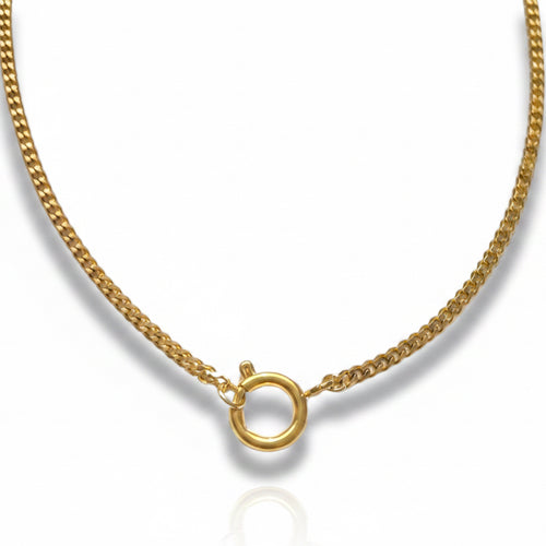 Baby Cuban Link Charm Necklace Gold