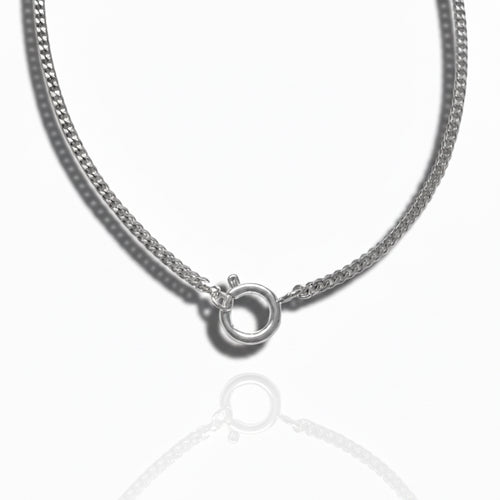 Baby Cuban Link Charm Necklace Silver
