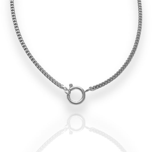 Baby Cuban Link Charm Necklace Silver