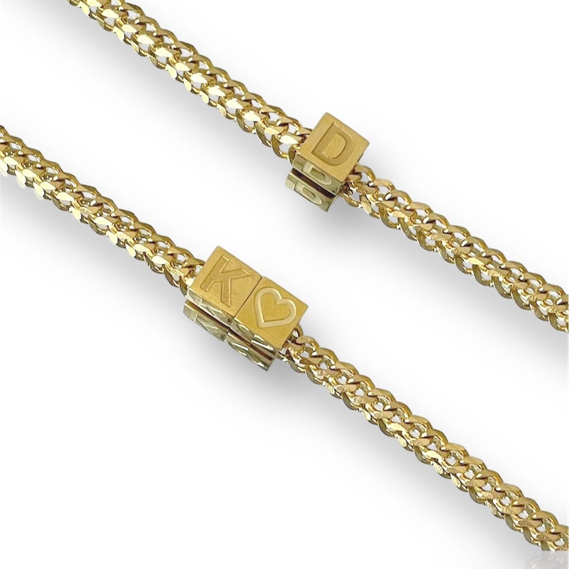 CUBE initial necklaces in gold