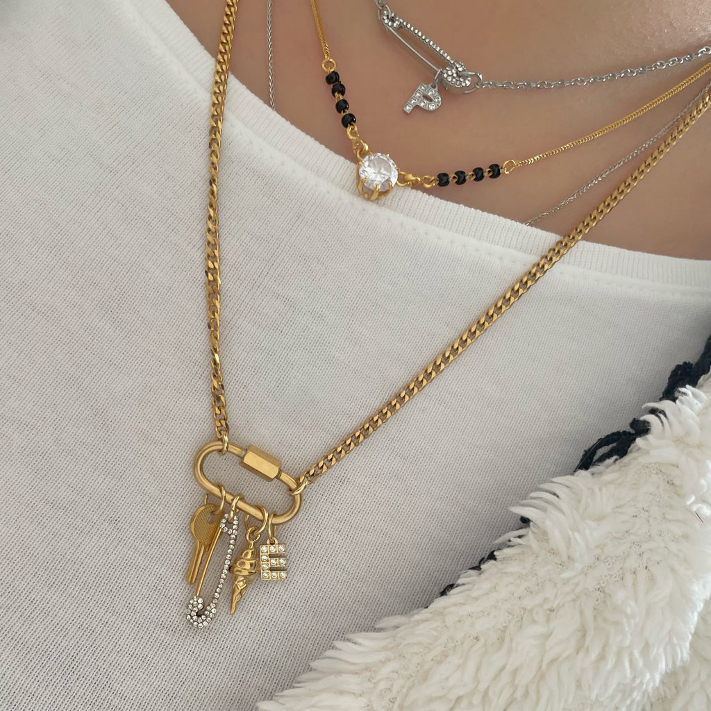 Crystal Safety Pin Charm
