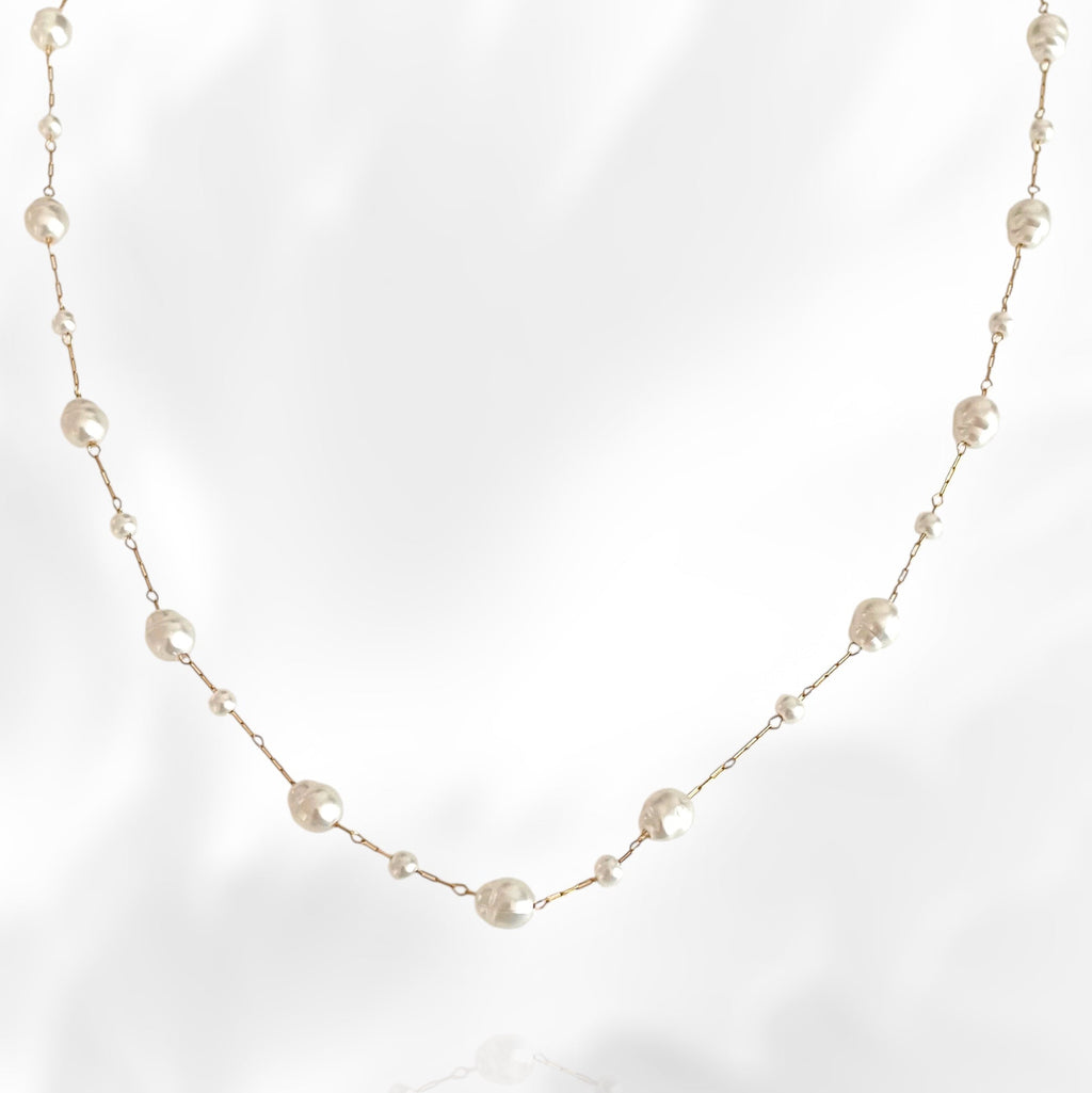 dainty pearl necklace in gold shopfairy uk small business
