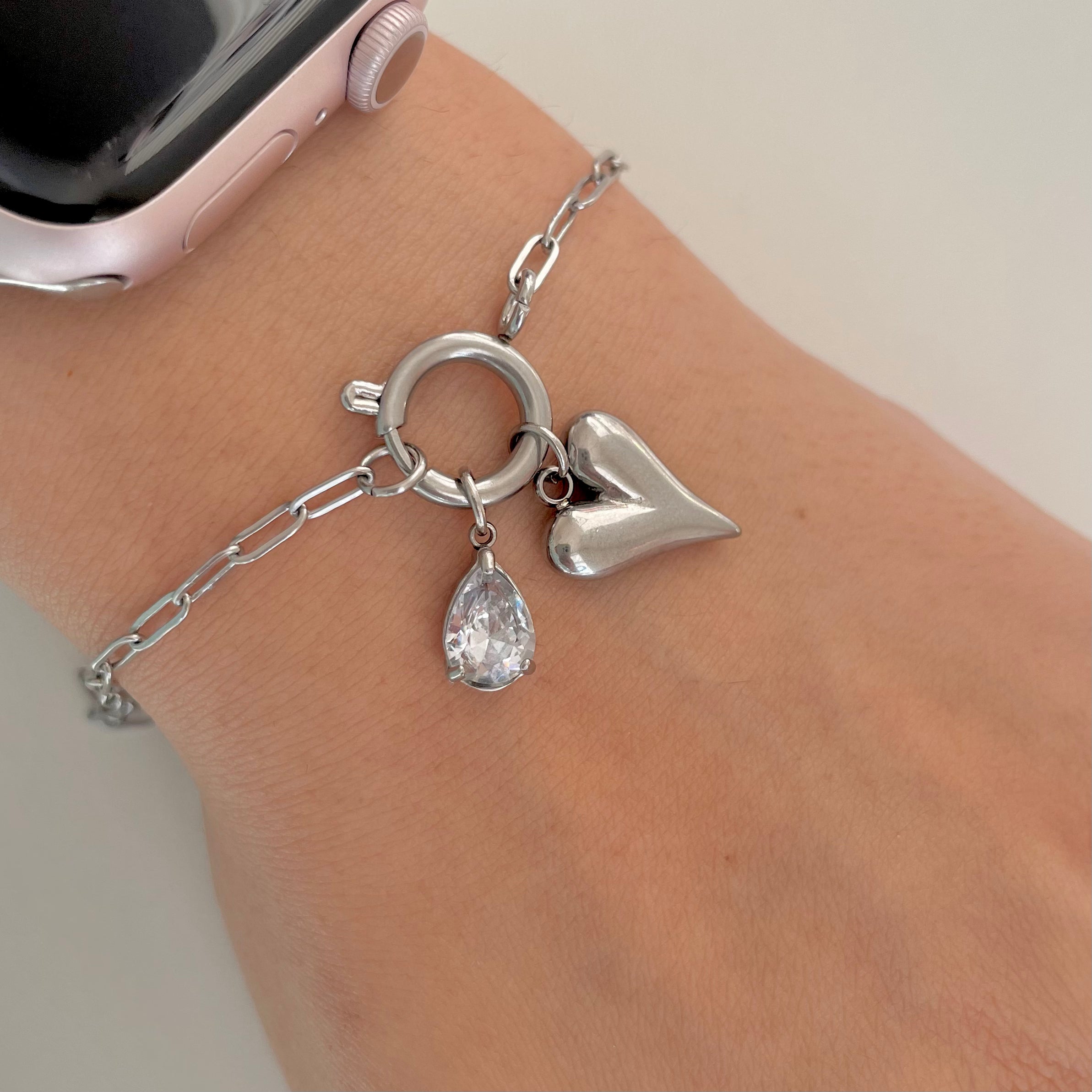 Dainty Link Charm Bracelet Silver