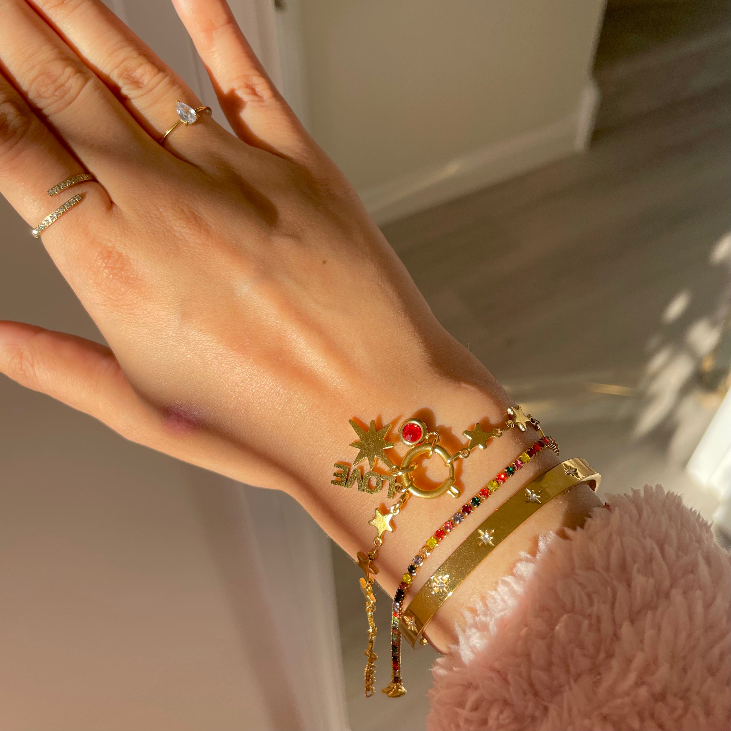 DaintyRainbowTennisBraceletstackcharmbracelet