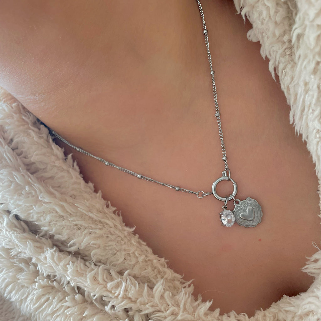 Dainty Satellite Charm Necklace Silver