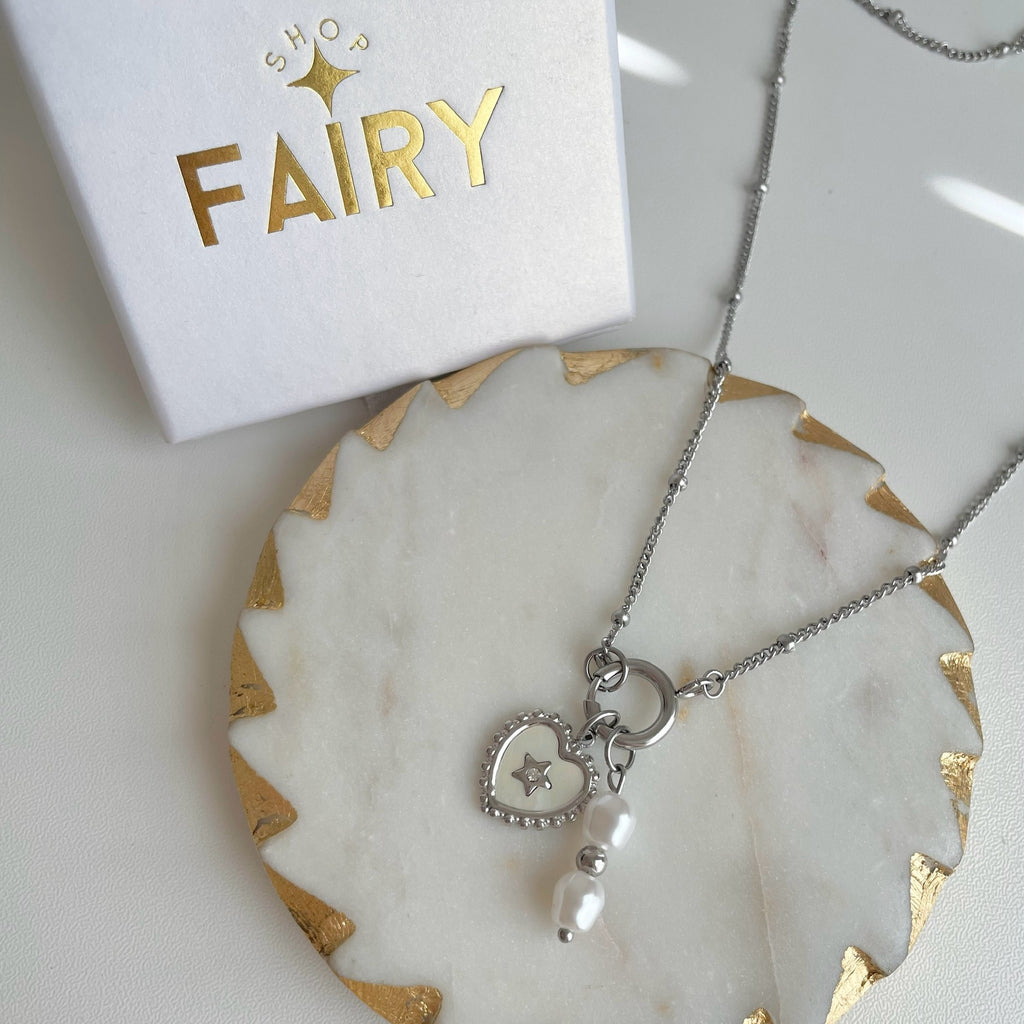 Dainty Satellite Charm Necklace Silver