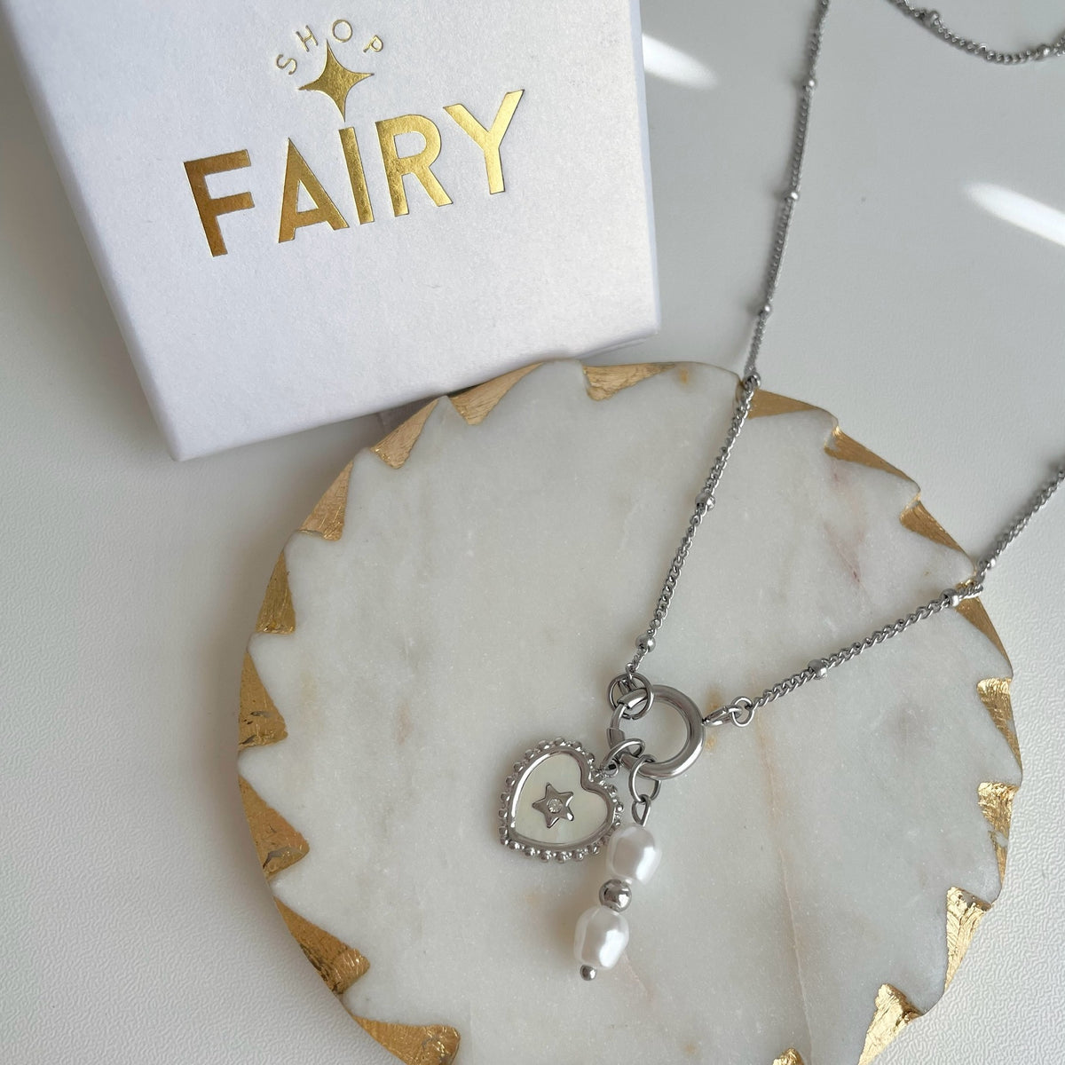 Dainty Satellite Charm Necklace Silver
