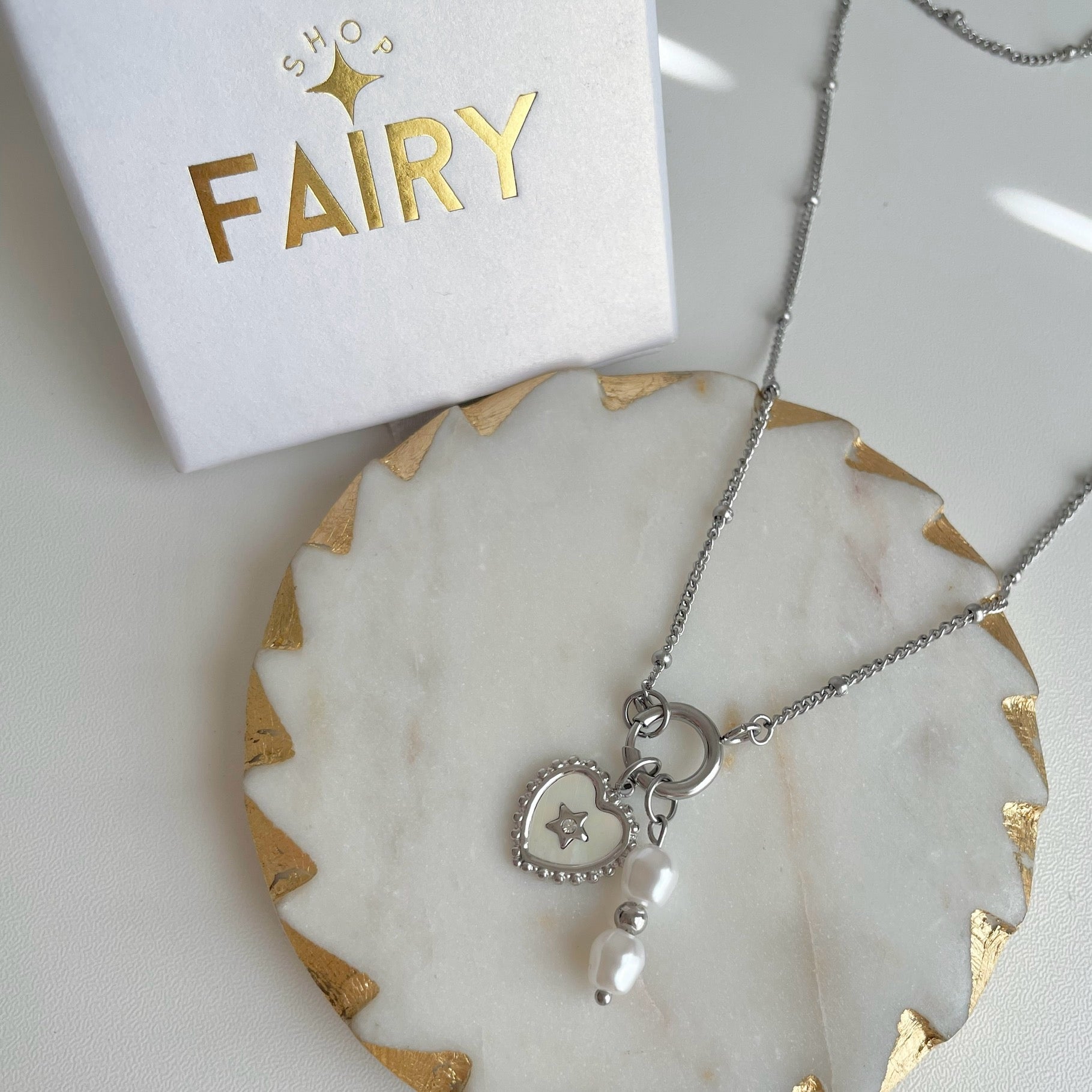 Dainty Satellite Charm Necklace Silver