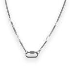 Oval Pearl Charm Necklace Silver