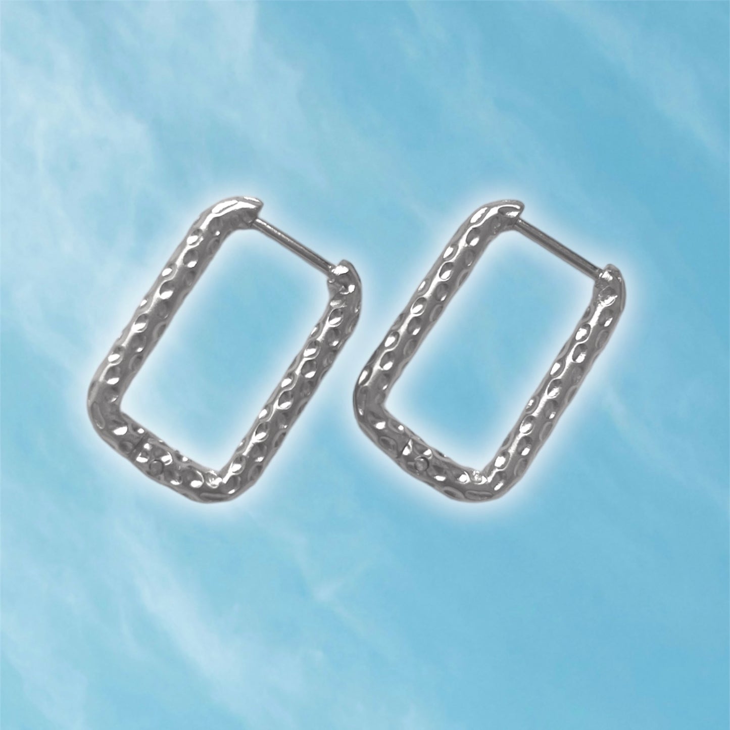 Island Girl Rectangle Hoops Silver