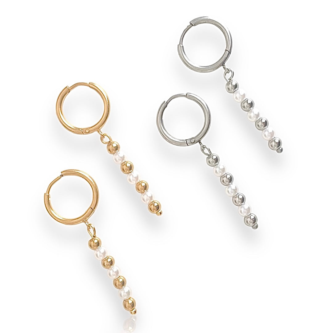 Falling For You Pearl Hoops