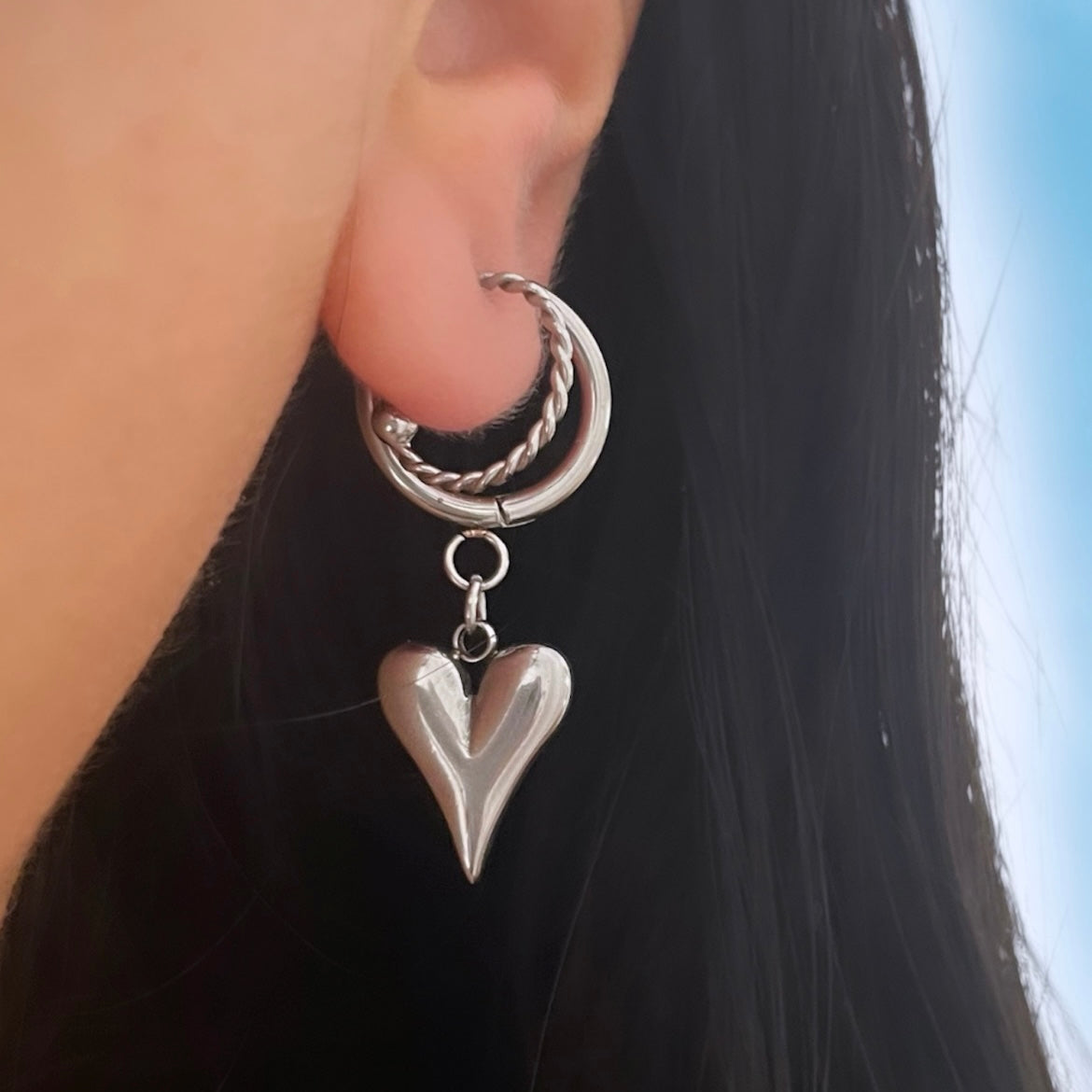 Loved Up Hoop Earrings Silver