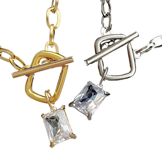 Crystal Glaze Toggle Necklace