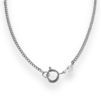 Single Pearl Charm Necklace Silver