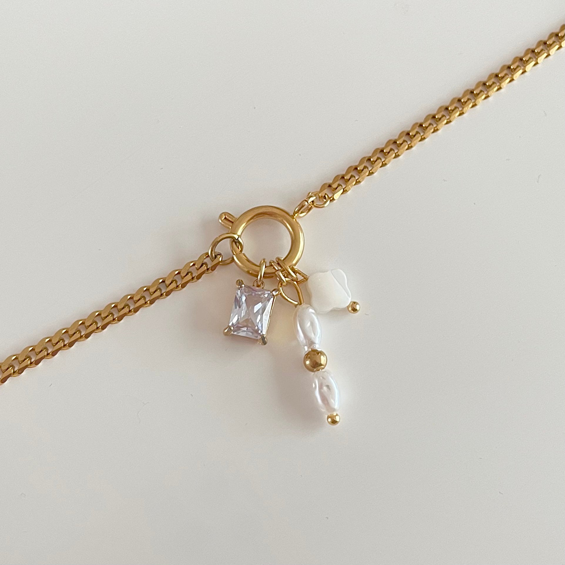 GOLD charrm bracelet with rectangle Crystal charm