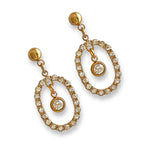 Gold Crystal Oval Earrings Studs