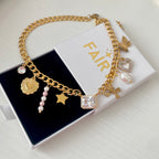 Gold unique charm necklace