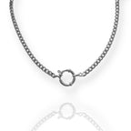 Grand Cuban Charm Necklace Silver